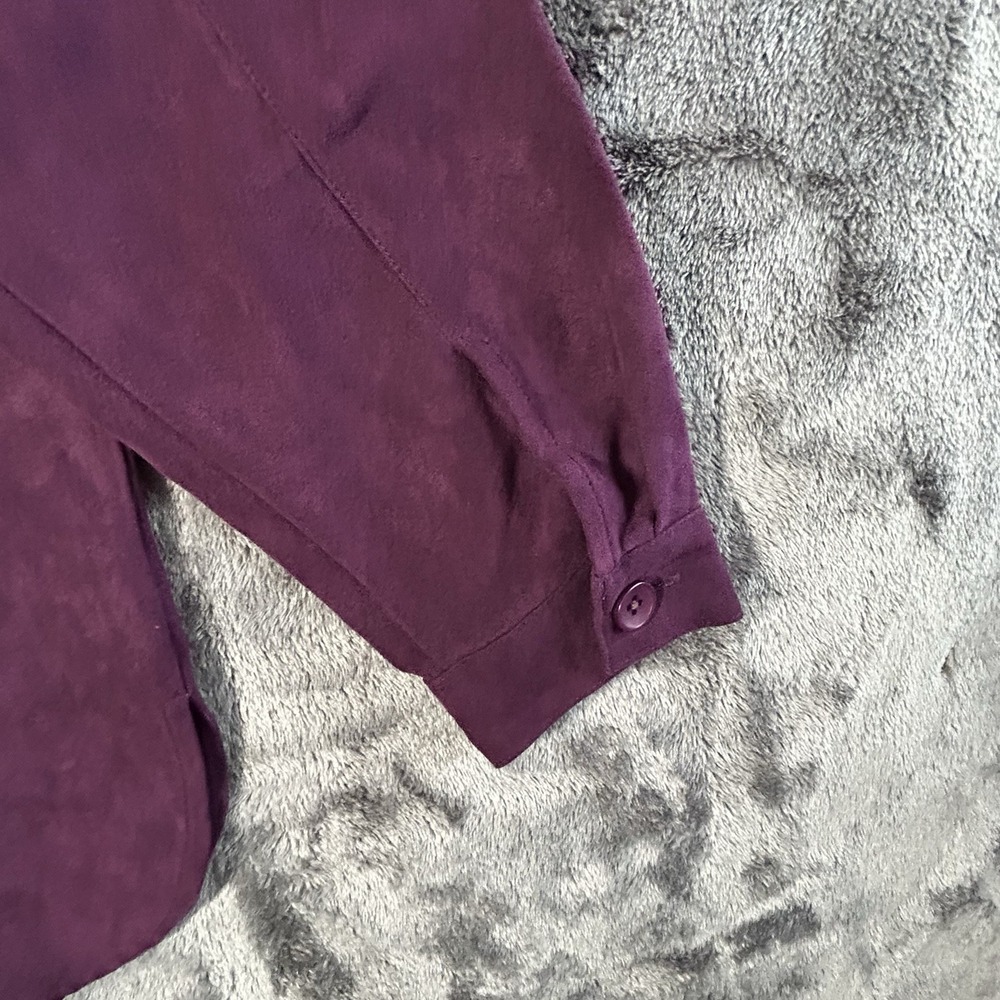Studio‎ Works Velour Shirt Womens LP Purple Plum Petite Button Up Soft Casual - Picture 5 of 8